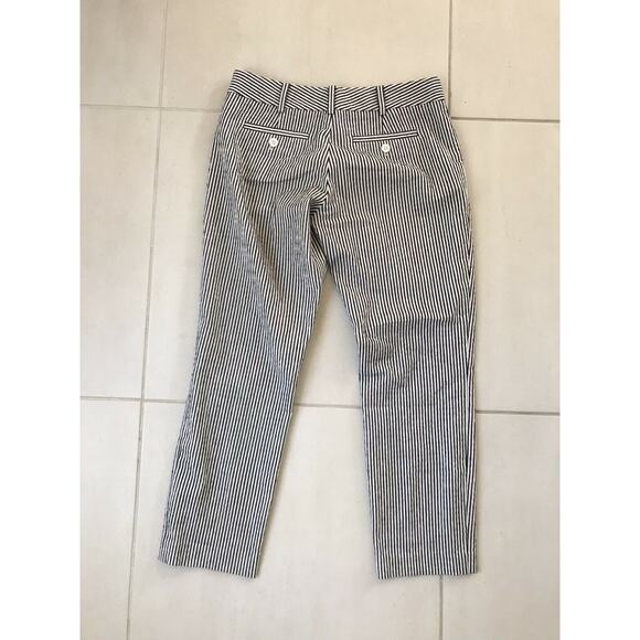 Club Monaco Low Rise Striped Crop Seersucker Trouser Pants - Picture 6 of 10